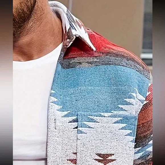 Manfinity Homme Men Plus Geo Print Pocket Patched Jacket - Picture 3 of 6